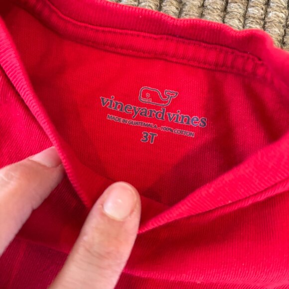 Red long sleeved Vineyard Vines Boy's Christmas Logo T-shirt 3T - Picture 7 of 9